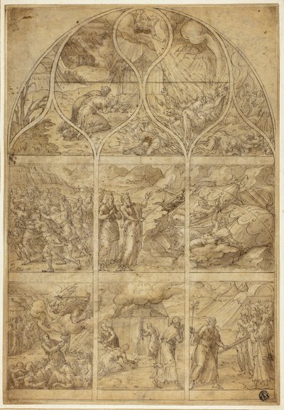 Design til et glasmaleri med historien om Aron af Jean Cousin the Younger