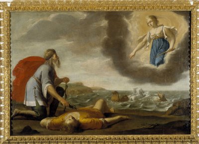 Aesculapus genopliver Hyppolite: Søn af Thesee døde genopstår af Esculapus under Artemis blik af Jean Daret