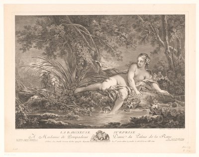 Kiggede Bader ved en Dam La baigneuse overraskelse (titel på objekt) af Jean Daullé