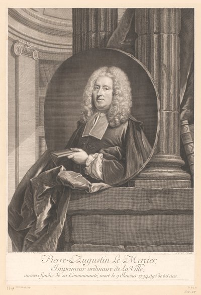 Portræt af Pierre-Augustin Le Mercier Pierre-Augustin Le Mercier (titel på objektet) af Jean Daullé