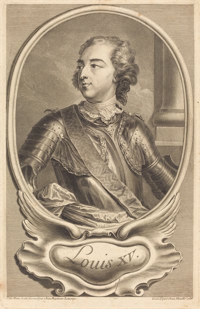 Ludvig XV af Jean Daullé after Jean Baptiste Lemoyne II