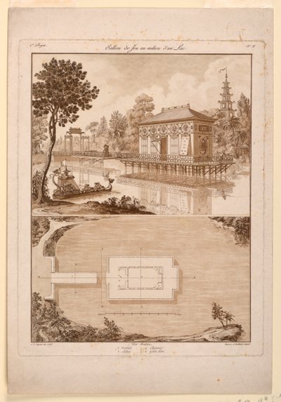 Design til en kinesisk pavillon i en sø af Jean Démosthène Dugourc