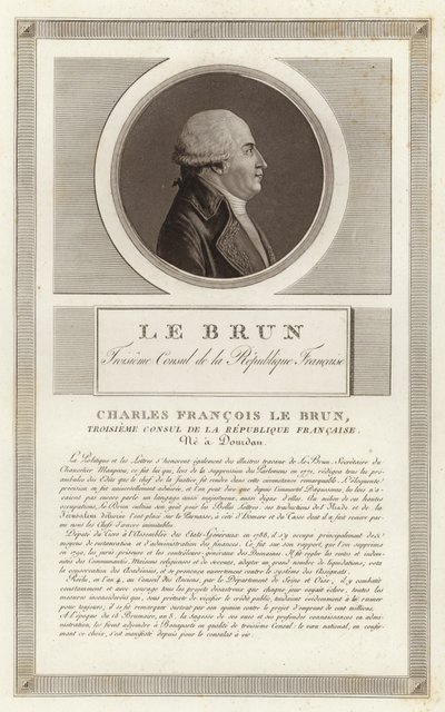 Portræt af Charles-Francois Lebrun, hertug af Plaisance af Jean Duplessi Bertaux