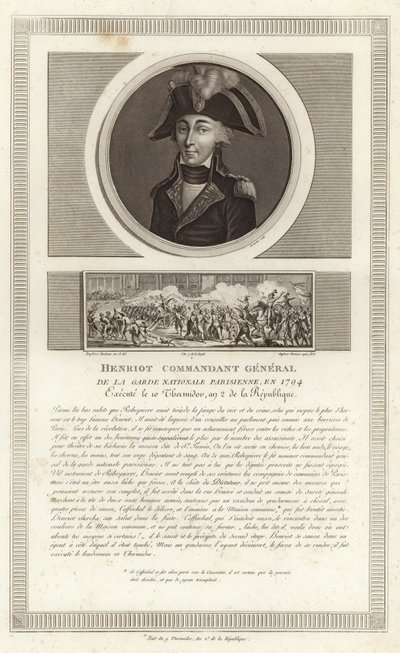 Portræt af Francois Hanriot af Jean Duplessi Bertaux
