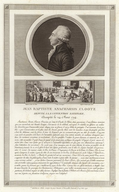 Portræt af Jean-Baptiste du Val-de-Grace, Baron de Cloots af Jean Duplessi Bertaux