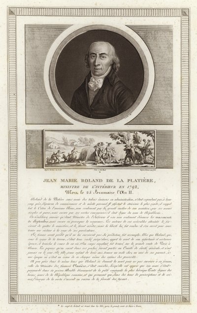 Portræt af Jean-Marie Roland, viscount de la Platiere af Jean Duplessi Bertaux