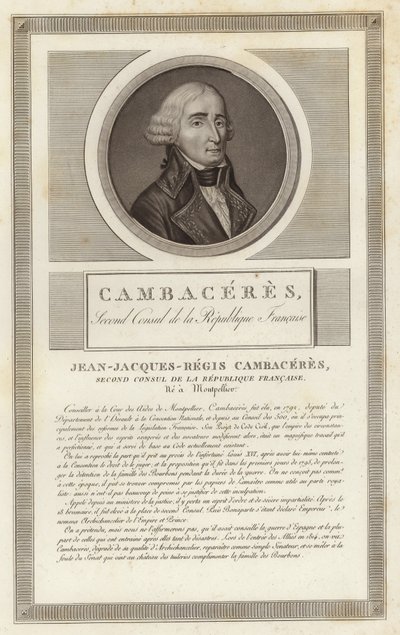 Portræt af Jean Jacques Regis de Cambaceres af Jean Duplessi Bertaux