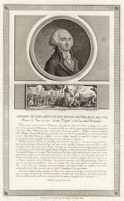 Portræt af Jerome Petion de Villeneuve af Jean Duplessi Bertaux