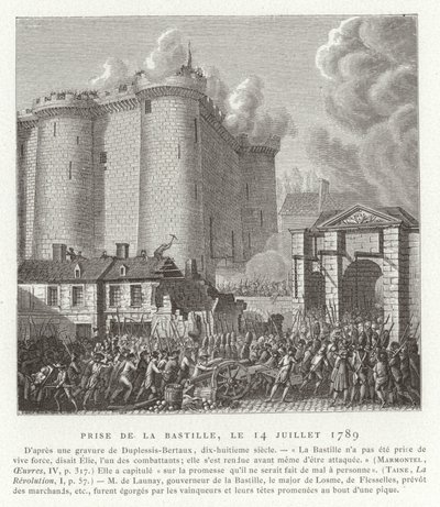 Stormning af Bastillen, Paris, den franske revolution, 14. juli 1789 af Jean Duplessis Bertaux