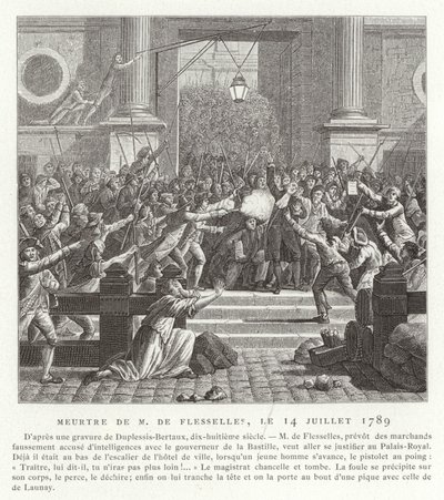 Mordet på Jacques de Flesselles, den franske revolution, 14. juli 1789 af Jean Duplessis Bertaux