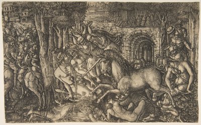En konge forfulgt af en enhjørning, fra Unicorn-serien, ca. 1555. af Jean Duvet