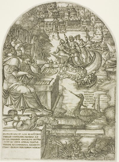 Dyne, der studerer apokalypsen af Jean Duvet