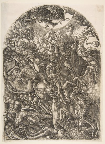 Sankt Johannes ser de fire ryttere, fra Apocalypse.n.d. af Jean Duvet