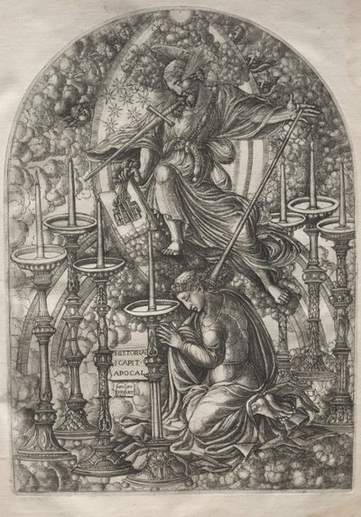 Apokalypsen: Sankt Johannes ser syv gyldne lysestager af Jean Duvet