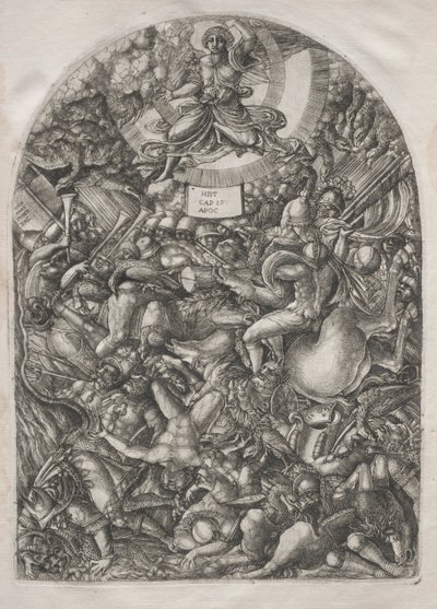 The Apocalypse: The Angel in the Sun Calling the Birds of Prey, 1546-1556. af Jean Duvet