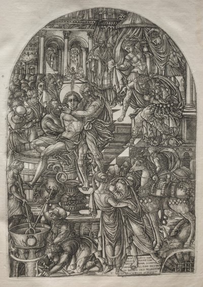 Apokalypsen: Sankt Johannes evangelistens martyrium, 1546-1556. af Jean Duvet