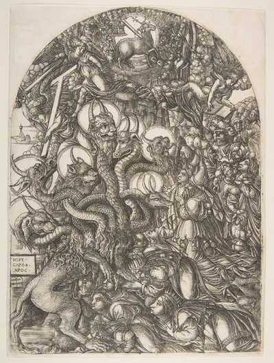 Udyret med syv hoveder og ti horn, fra Apocalypse.n.d. af Jean Duvet