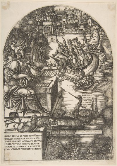 Kunstneren Jean Duvet i skikkelse af Johannes Evangelisten, siddende ved et skrivebord, ca. 1546-55. af Jean Duvet