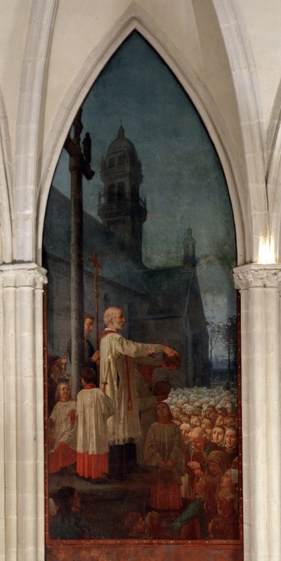 Prædiken af Michel le Nobletz (1577-1652) uden for en kirke i Bretagne - Fresco, Saint Corentin Cathedral (Saint-Corentin), Quimper af Jean Edouard Dargent