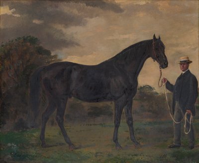 Chippendale & a Groom in Landscape, ca. 1837-1900 (olie på lærred) af Jean Edouard Lacretelle