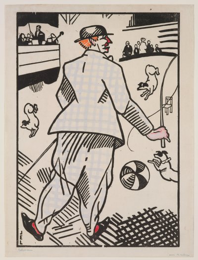 Klovn med hunde (Le Clown aux Chiens) af Jean Emile Laboureur