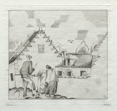 Landsbyboere, der sludrer af Jean Emile Laboureur