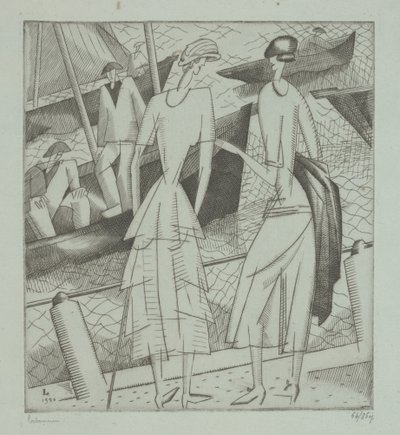 Unge kvinder på havnen af Jean Emile Laboureur