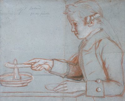 Jean Etienne Liotard, kunstnerens søn til morgenmad, ca. 1770 (rød, sort og hvid kridt på blåt papir) af Jean Étienne Liotard