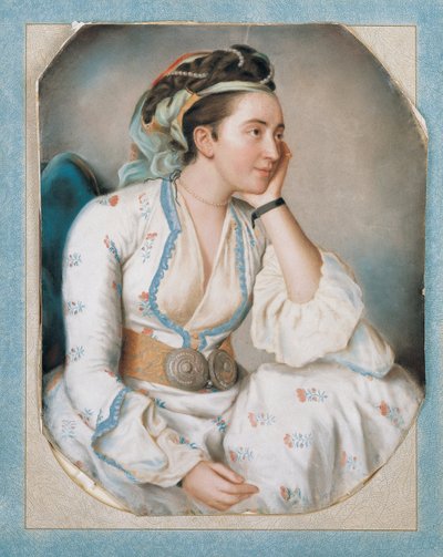 Kvinde i tyrkisk kjole, midten af det 18. århundrede. af Jean Étienne Liotard