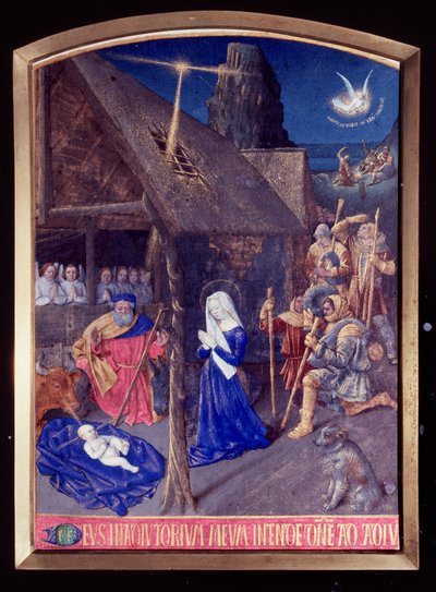 The Days of the Madonna: the Nativity and the Adoration of the Shepherds Miniature i "" Les Hours d