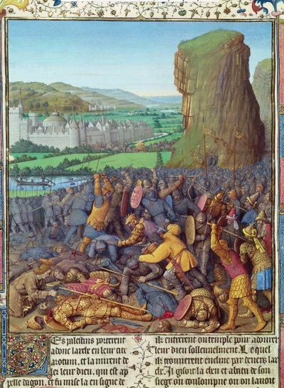 Ms Fr 247 fol.110 Israelitternes sejr over filisterne, illustration fra "Antiquites Judaiques", ca.1470 af Jean Fouquet