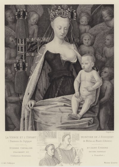 Jomfruen og barnet omgivet af engle, c1450 af Jean Fouquet
