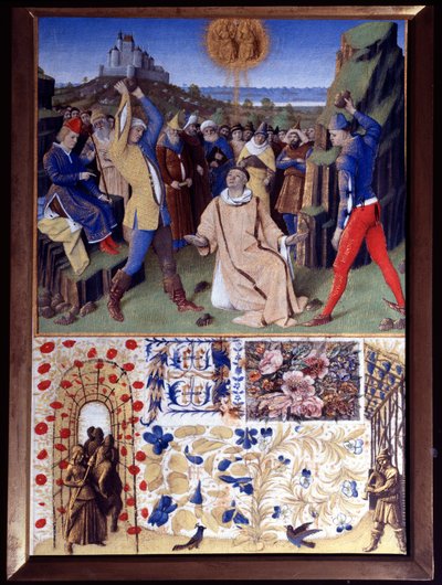 Sankt Stefans martyrdød ved stening Miniature taget fra "The Book of Hours of Etienne Chevalier" af Jean Fouquet (1420-1477/1481) af Jean Fouquet