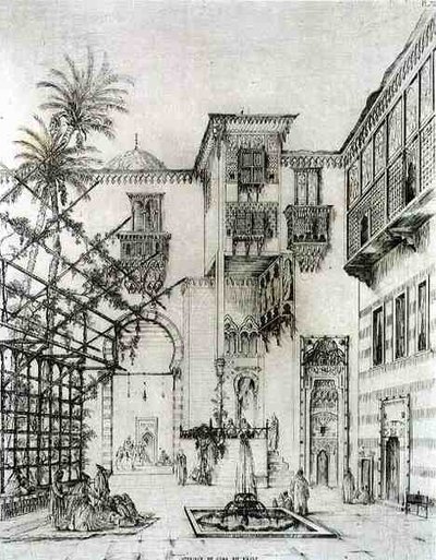 Interiør af en gårdhave, i Cairo, fra 