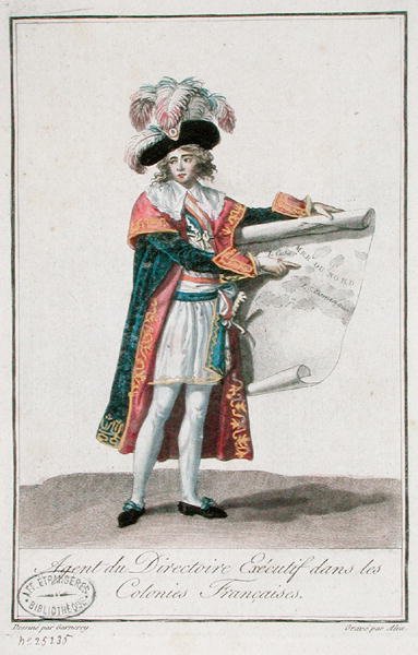 Fransk kolonialagent under Directoire-perioden af Jean Francois (after) Garneray