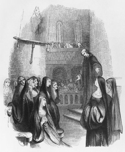 Abelard prædiker ved Paraclete, illustration fra 