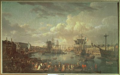 Udsigt over havnen i Brest af Jean Francois Hue