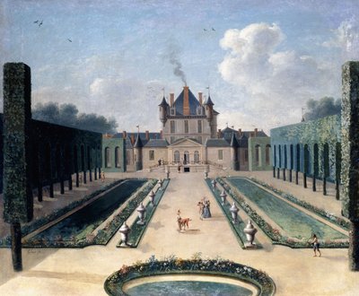 Udsigt over Chateau de Mousseaux og dets haver, af Jean Francois Hue