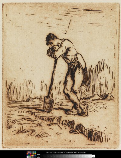 Mand læner sig på sin spade af Jean Francois I Millet