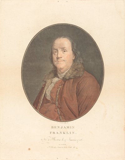 Benjamin Franklin, 1789. Skaber: Jean Francois Janinet, Joseph Siffred Duplessis. af Jean Francois Janinet, Joseph Siffred Duplessis