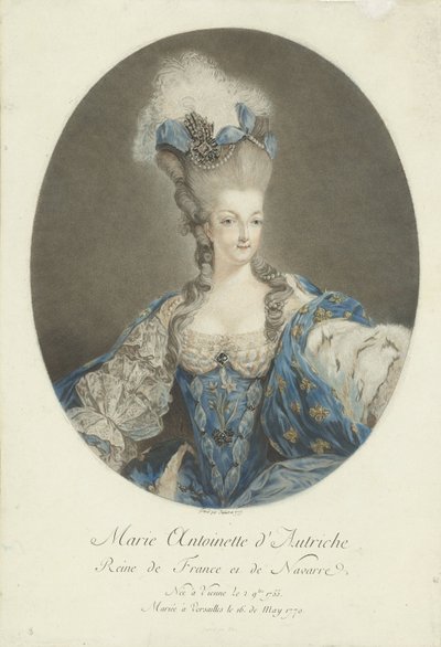 Portræt af Marie Antoinette Marie Antoinette af Østrig, Dronning af Frankrig og Navarra (titel på objektet) af Jean Francois Janinet
