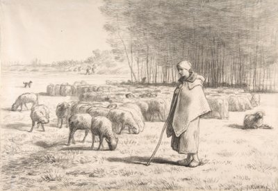 En hyrdinde med sin flok af Jean Francois Millet