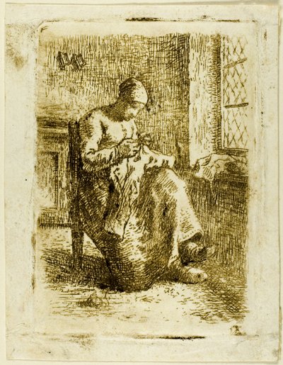En kvinde, der syr af Jean Francois Millet