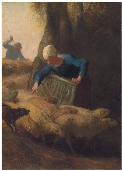 Optælling af flokken, 1847-49 af Jean Francois Millet