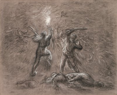 Jagtfugle ved fakkellys af Jean Francois Millet