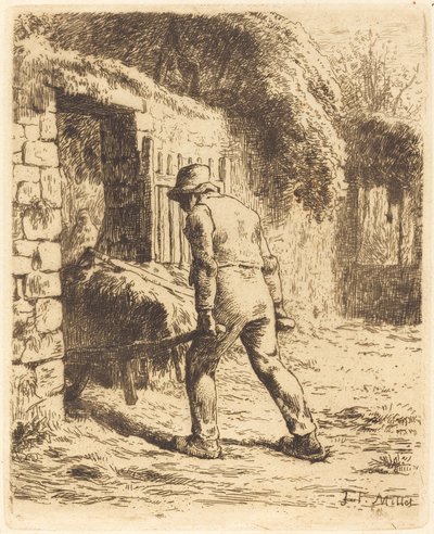 Mand med trillebør (bonden vender tilbage fra gødningen) af Jean-Francois Millet