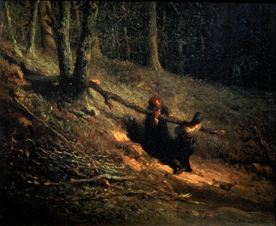 Bondepiger med Brushwood Les Charbonnieres, c1852 af Jean Francois Millet
