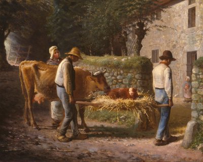 Bønder hjembringer en kalv født på marken, 1864. af Jean Francois Millet