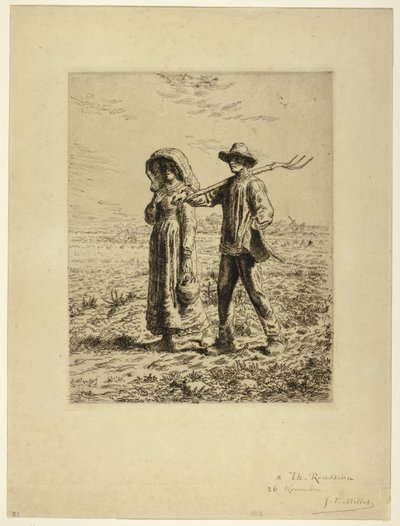 Bønder går på arbejde af Jean-Francois Millet