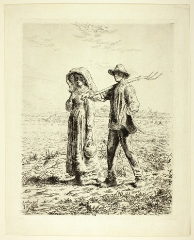 Bønder går på arbejde af Jean Francois Millet